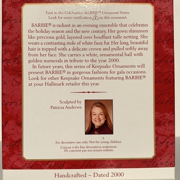 Hallmark Barbie First in Series Celebration Barbie Ornament Special 2000 Edition - Picture 5 of 6